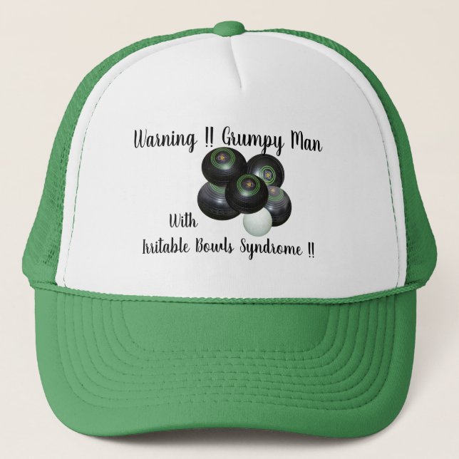 So Funny Irritable Lawn Bowls Man, Trucker Hat (Front)