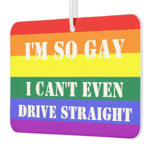 So Gay Can't Even Drive Straight Rainbow Flag Air Freshener