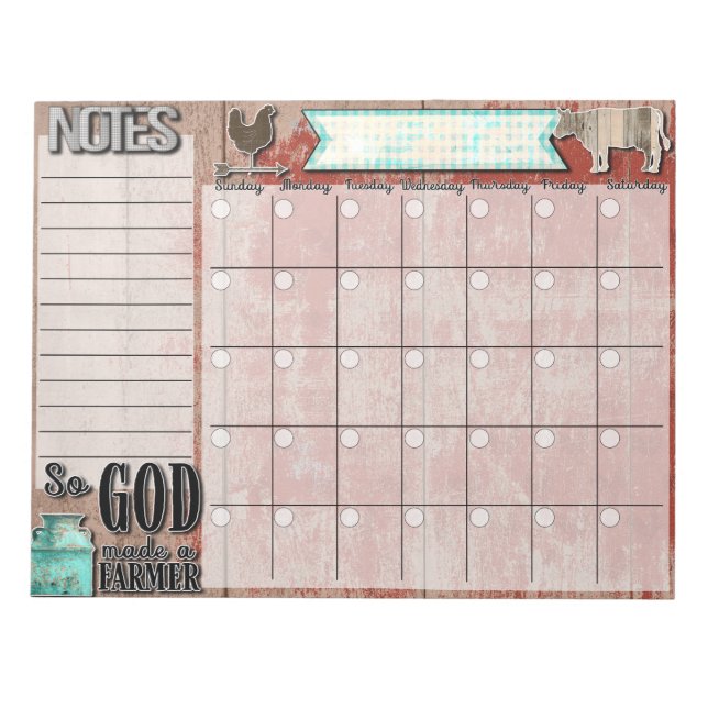 So God Make A Farmer Desk Calendar Notepad (Front)