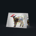 SO Good Christmas Goat Holiday Card<br><div class="desc">This little Nigerian Dwarf goat wearing a Santa Hat is all tangled up in the Christmas lights - Hmm wonder how THAT happened? Inside it says - Dear Santa: I've Been SO good. This text can be customized to fit your needs -</div>