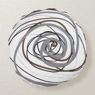 SO GRAY SPIRAL Round Throw Pillow