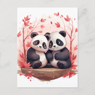 So Happy Together Panda pair  Holiday Postcard
