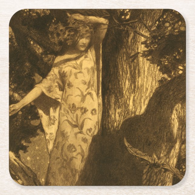 So haunted Moonlight Guardians of the Night Square Paper Coaster (Front)