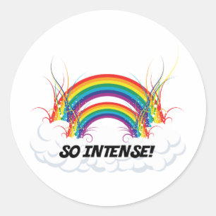 SO INTENSE DOUBLE RAINBOW CLASSIC ROUND STICKER