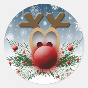 So It Glows Holiday Christmas Reindeer Xmas Classic Round Sticker