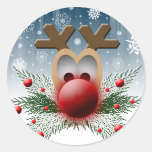 So It Glows Xmas Holiday Christmas Reindeer Classic Round Sticker