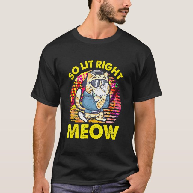 So Lit Right Meow Party Festival Cat T-Shirt (Front)