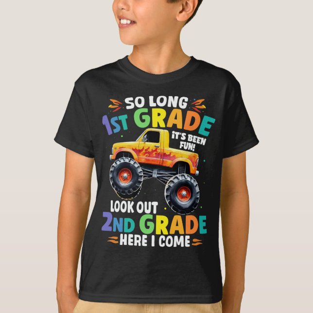 So Long 1st Grade Graduation Monster Truck T-Shirt (Front)