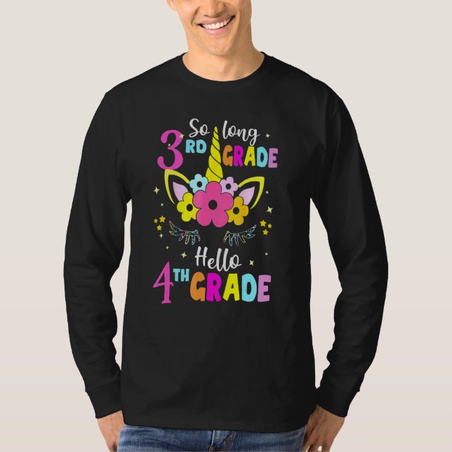 So Long 3rd Grade Hello 4th Grade Unicorn Student  T-Shirt (Front)