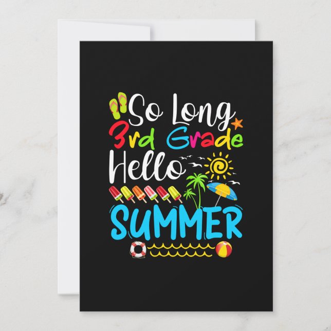 So Long 3rd Grade Hello Summer Last Day Of School. Save The Date (Front)