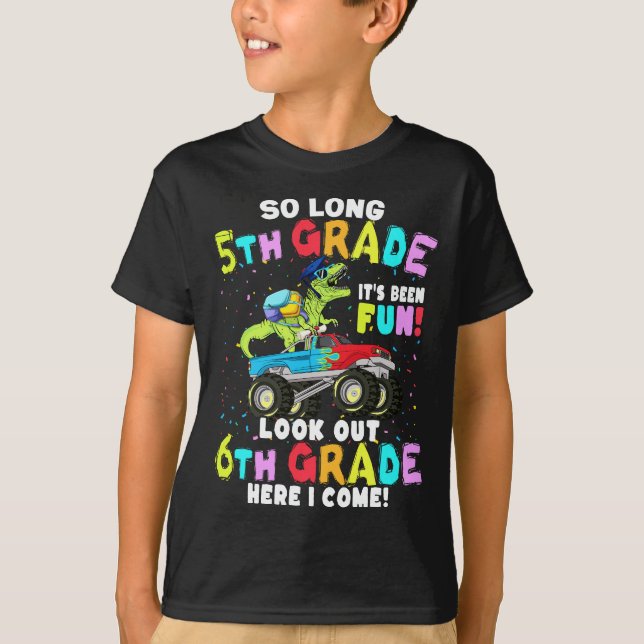 So Long 5th Grade Graduation T Rex Dinosaur  T-Shirt (Front)