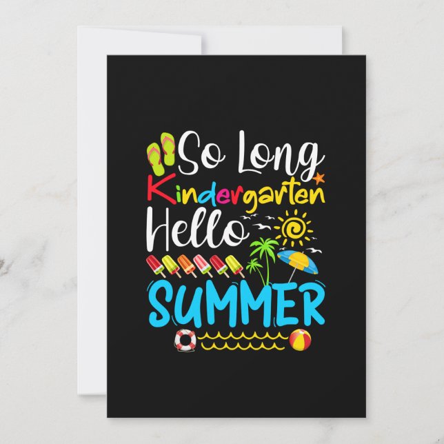 So Long Kindergarten Grade Hello Summer Save The Date (Front)