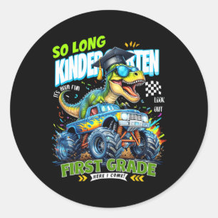 So Long Kindergarten Graduate Dinosaur 1st Grade H Classic Round Sticker