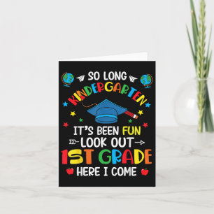 So Long Kindergarten Graduation 1st Grade Kids Boy Card