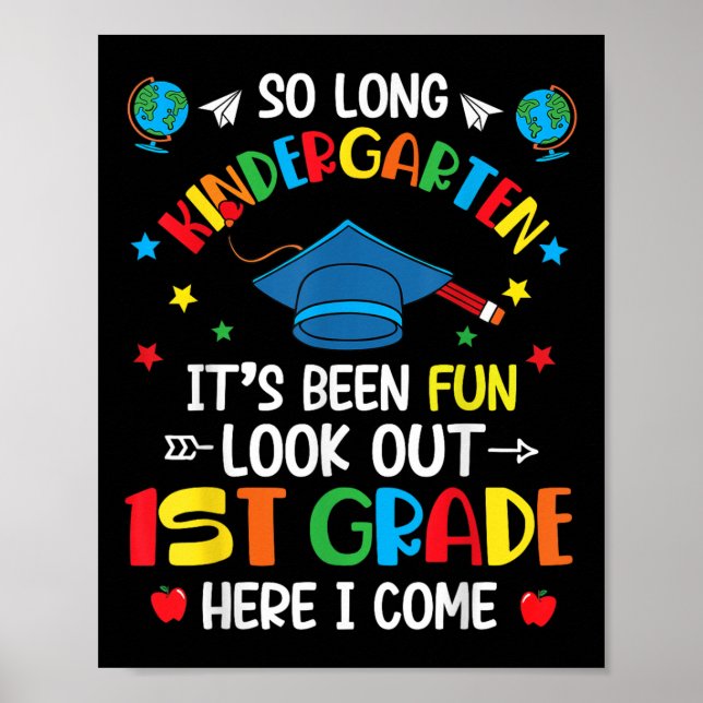 So Long Kindergarten Graduation 1st Grade Kids Boy Poster (Front)