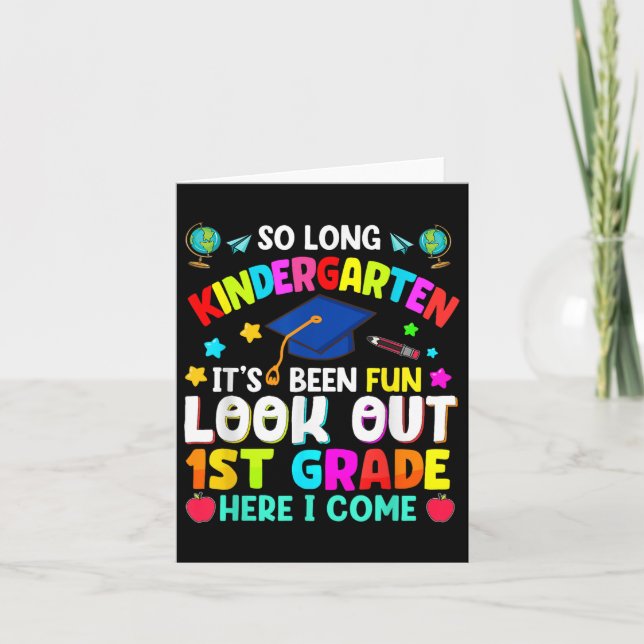 So Long Kindergarten Graduation Grad Teacher Kid B Card (Front)