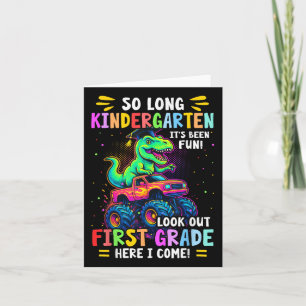 So Long Kindergarten Graduation Monster Truck Dino Card
