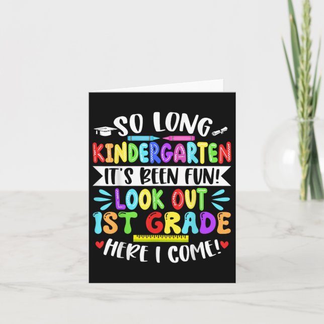 So Long Kindergarten Happy Last Day Of School Grad Card (Front)