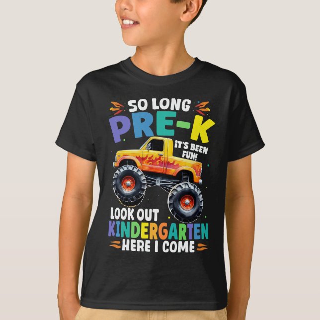 So Long Pre-K Graduation Monster Truck T-Shirt (Front)