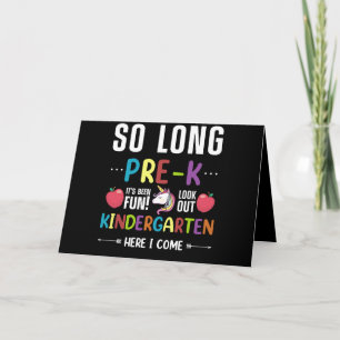 So Long Pre-K Kindergarten Here I Come Pre-k Card