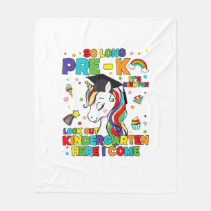 So Long Pre-K Kindergarten Here I Come Unicorn Gra Fleece Blanket
