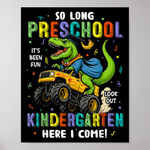 So Long Preschool Graduation Cl 2025 Dinosaur Kids Poster