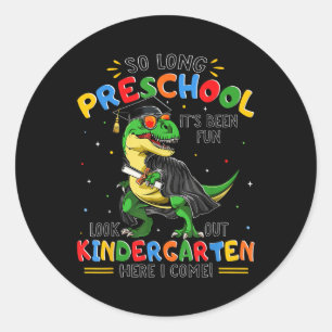 So Long Preschool Graduation Cl Of 2025 Dinosaur K Classic Round Sticker