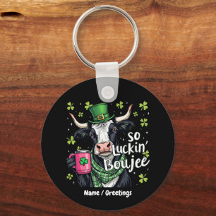So Luckin' Boujee Retro St. Patrick's Day Keychain