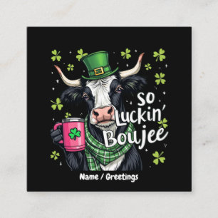 So Luckin' Boujee Retro St. Patrick's Day  Square Business Card