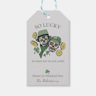 So Lucky St Patrick's Day Sugar Skulls Gift Tags