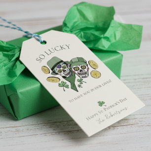 So Lucky St Patrick's Day Sugar Skulls Gift Tags