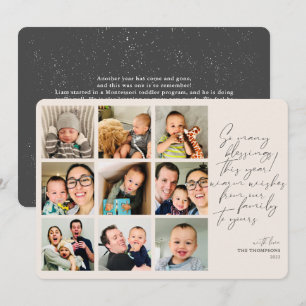 So Many Blessings Year Review Photo Collage Tan Holiday Card
