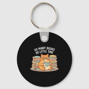 So Many Books Little Time Cat With Coffee  Keychain