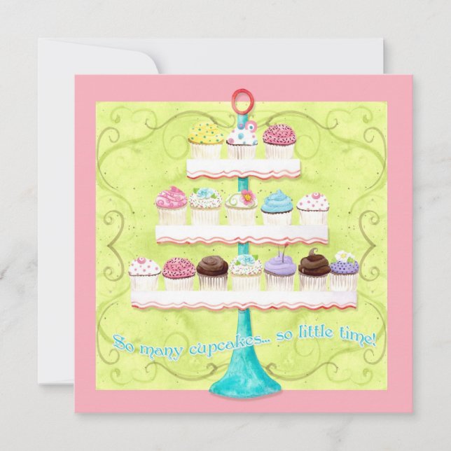 So Many Cupcakes, so Little Time!  Bday Invitation (Front)