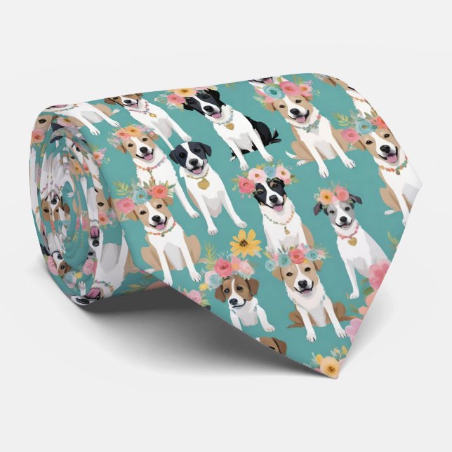 So Many Dogs Wearing Flower Crowns Tie (Rolled)