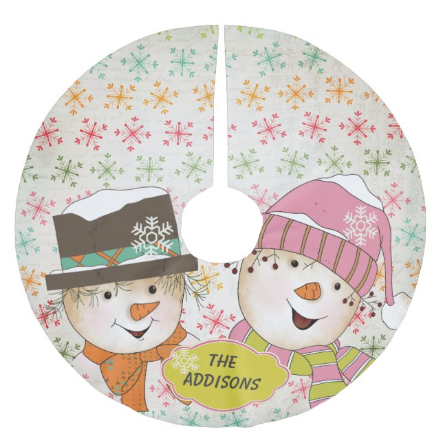 So Many Snowflakes Snowmen Holidays Tree Skirt (Front)