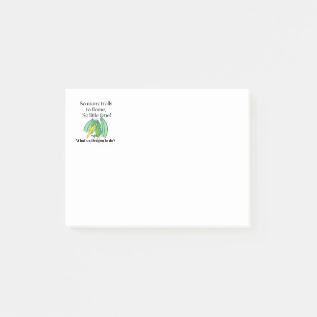 So many trolls to flame - snarky dragon  post-it notes (Front)