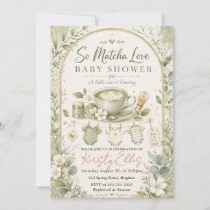 So Matcha Love Baby Shower Invitation