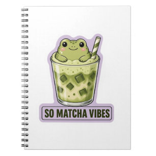 So Matcha Vibes Cute Kawaii Frog Meme Notebook