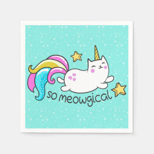 So Meowgical Cute Unicorn kitty glitter sparkles Napkin