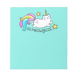 So Meowgical Cute Unicorn kitty glitter sparkles Notepad