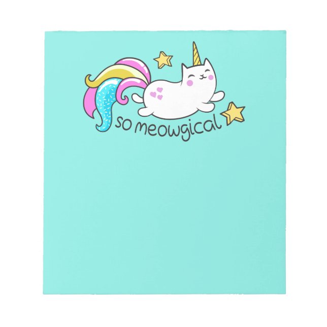 So Meowgical Cute Unicorn kitty glitter sparkles Notepad (Front)