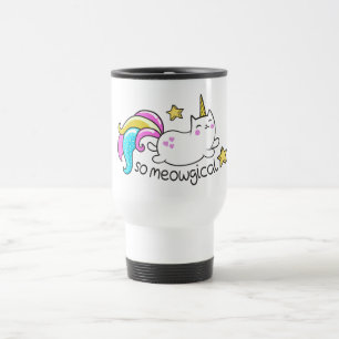 So Meowgical Cute Unicorn kitty glitter sparkles Travel Mug