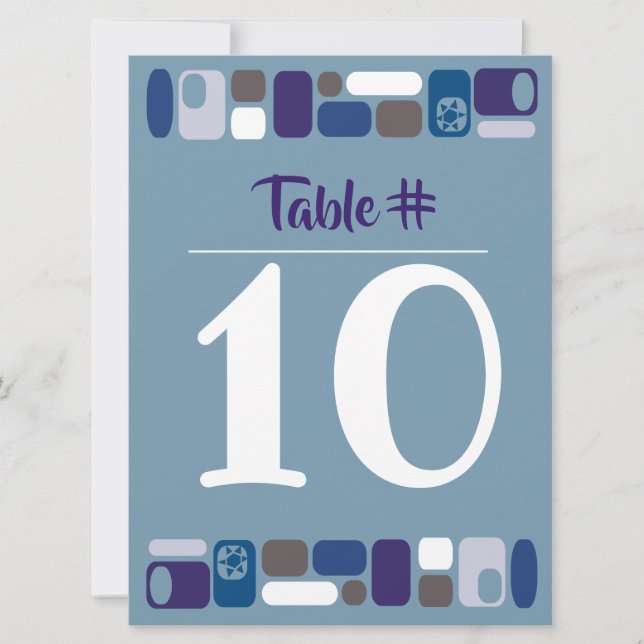 SO MOD Bar Bar Mitzvah Table Number Card (Front)