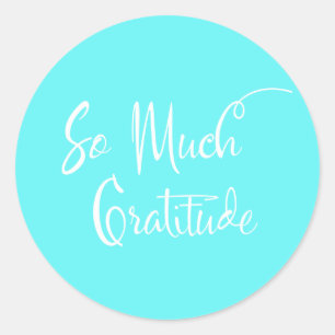 So Much Gratitude Modern Script, Turquoise Classic Round Sticker
