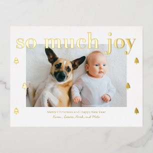 So Much Joy Editable Colour Foil Holiday Postcard