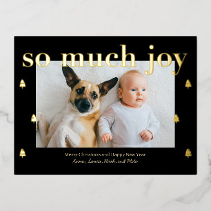 So Much Joy Editable Colour Foil Holiday Postcard