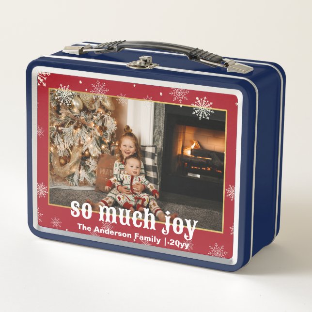 So Much Joy Funny Christmas Family 2 Photos  Metal Lunch Box (Front)
