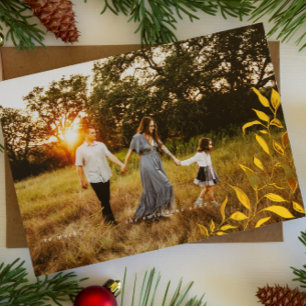 So Much Joy Gold Foil Christmas Foliage Photo Holiday Card
