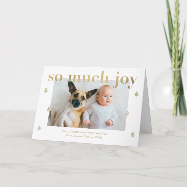 So Much Joy Modern Folded Holiday Card (Front)